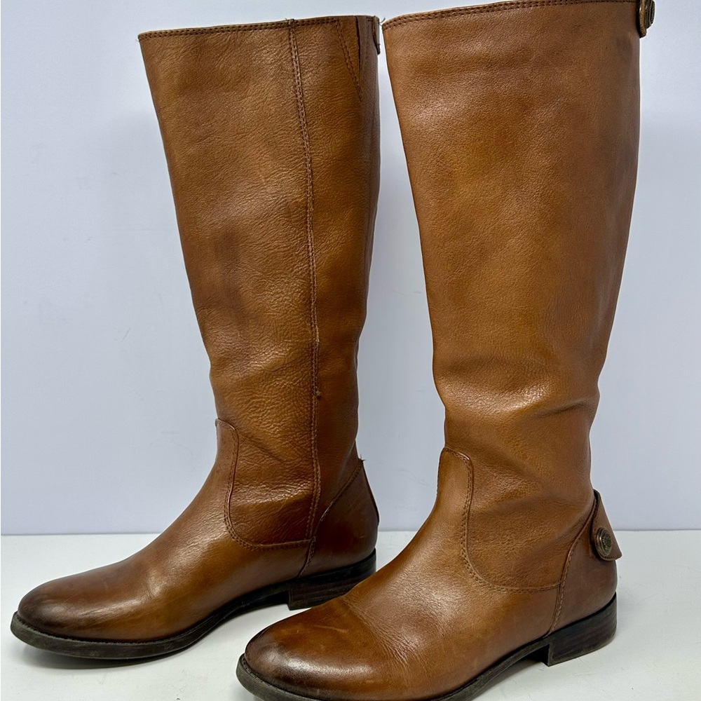Arturo Chiang Felita 8 Brown Leather Tall Riding Knee High Boots Fall Casual B3